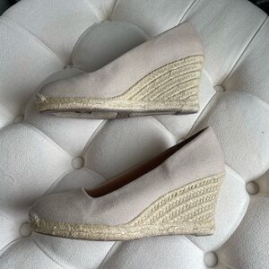 J Crew Seville Espadrille Beige Canvas Wedge